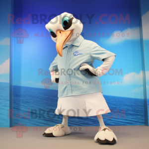 Cream Albatross mascot costume character dressed with a Bermuda Shorts and Anklets