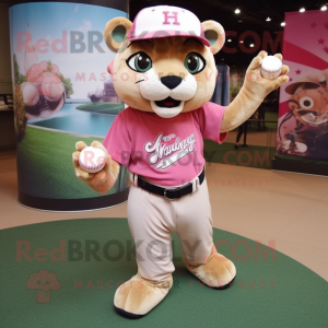 Pink Mountain Lion mascotte...