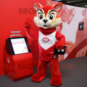 Red Lynx mascot costume character dressed with a Cover-up and Wallets