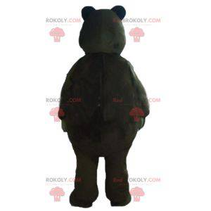 Grande mascotte orso marrone e beige paffuto e divertente -