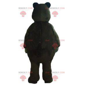 Grande mascotte orso marrone e beige paffuto e divertente -