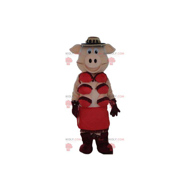 Maskot růžová děvka s červeným prádlem - Redbrokoly.com