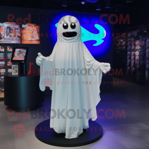 White Ghost mascot costume character dressed with a Polo Tee and Shawl pins