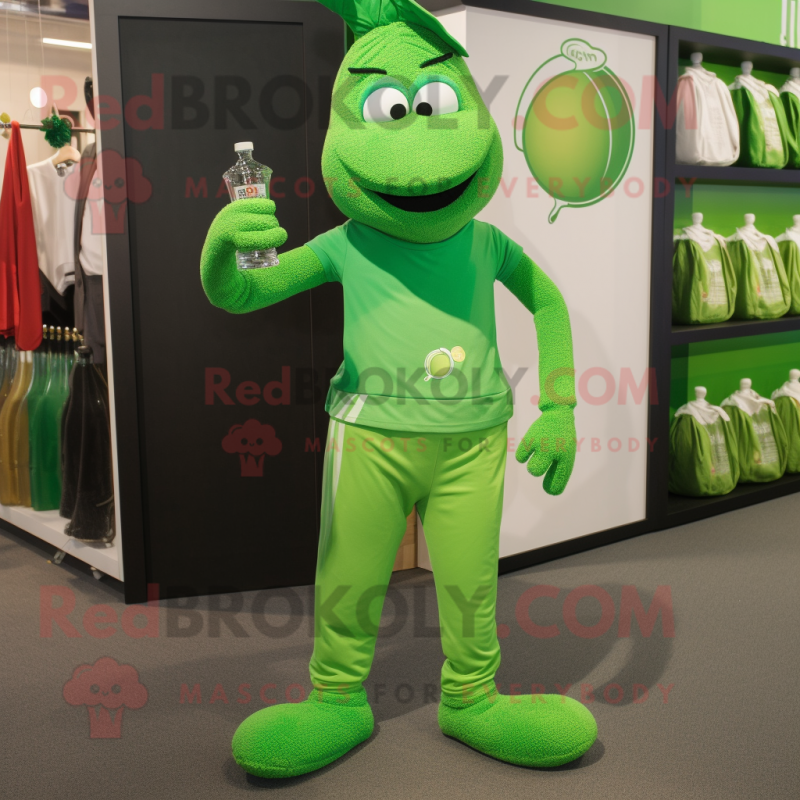 Green Green Beer mascot costume character dressed with a Joggers and Suspenders Green Green Beer mascot costume character dressed with a Joggers and Suspenders