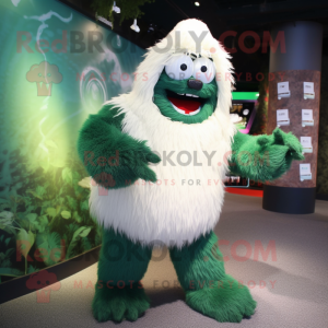 Forest Green Yeti mascot costume character dressed with a Leggings and Hats