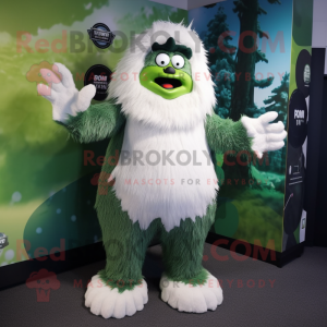 Forest Green Yeti mascot costume character dressed with a Leggings and Hats