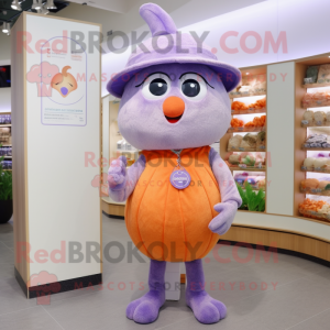 Lavender Apricot mascot costume character dressed with a Bermuda Shorts and Gloves