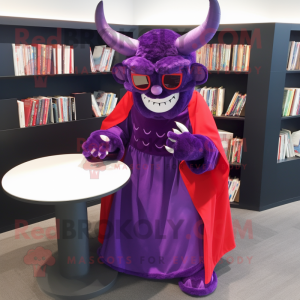 Purple Devil maskot drakt...