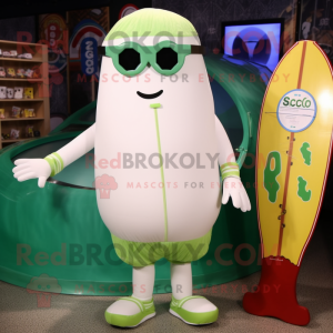 Cream Cucumber mascot costume character dressed with a Swimwear and Eyeglasses