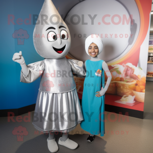 Silver Tikka Masala mascot costume character dressed with a Mini Dress and Headbands