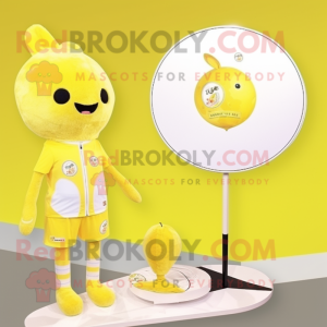 Lemon Yellow Seal mascot costume character dressed with a One-Piece Swimsuit and Hairpins