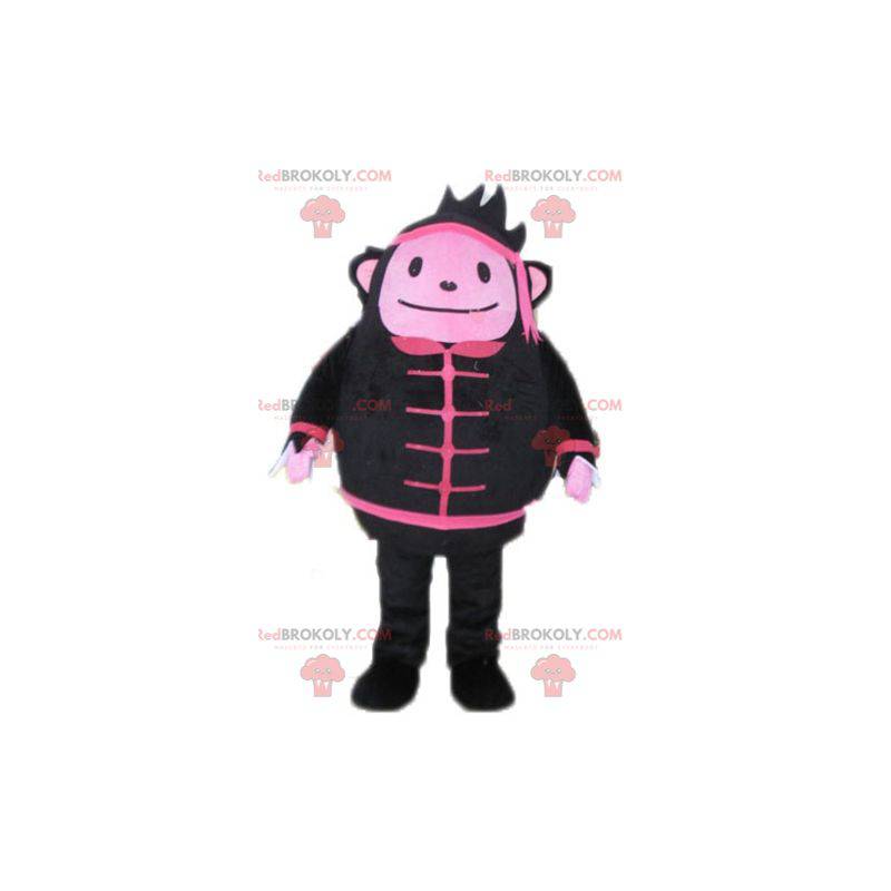 Sort og lyserød abe-maskot - Redbrokoly.com