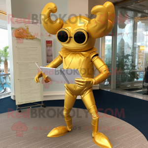 Gold Crab mascotte kostuum...