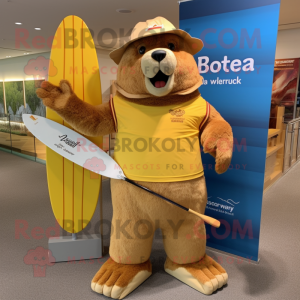 Gold Beaver maskot kostume...