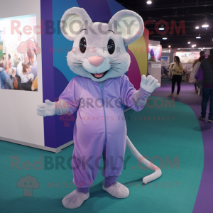 Lavender Rat mascot costume character dressed with a Jeggings and Headbands