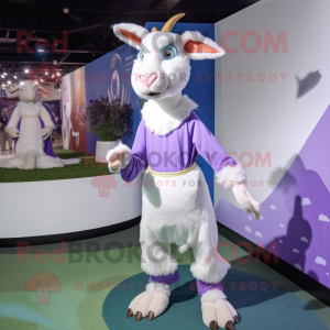 Lavender Boer Goat mascot costume character dressed with a Turtleneck and Anklets