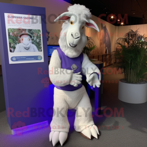 Lavender Boer Goat mascot costume character dressed with a Turtleneck and Anklets