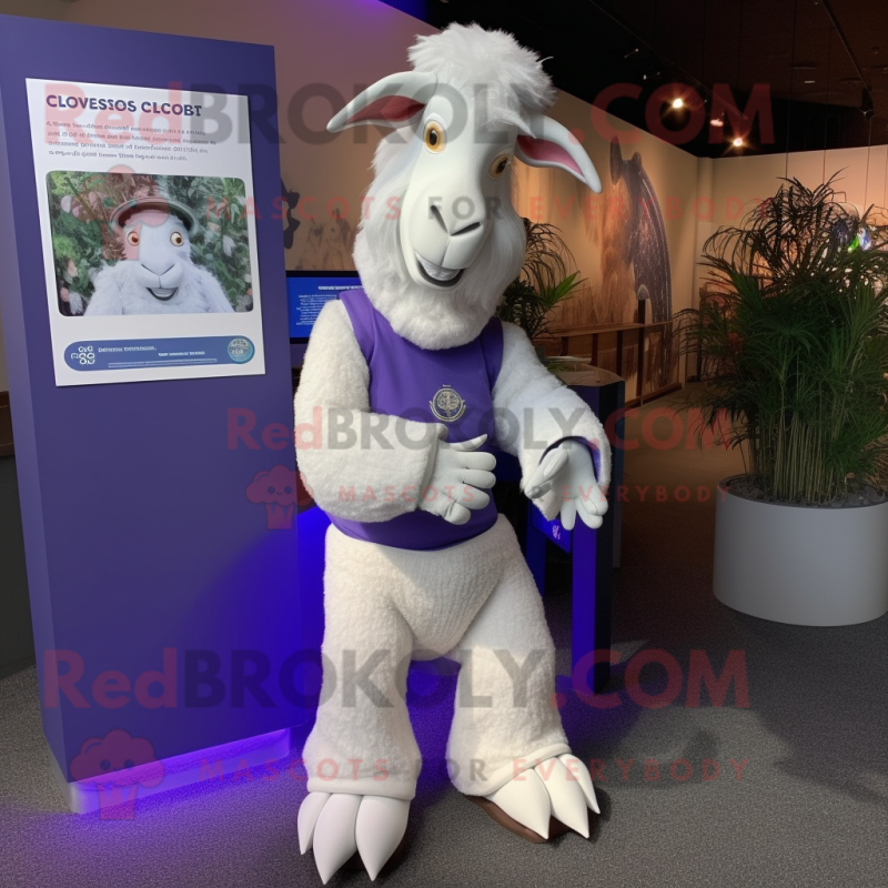 Lavender Boer Goat mascot costume character dressed with a Turtleneck and Anklets Lavender Boer Goat mascot costume character dressed with a Turtleneck and Anklets