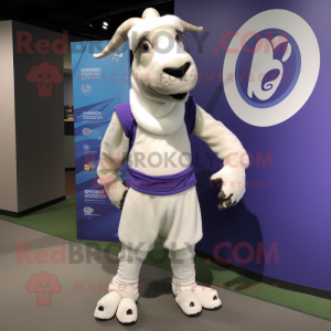 Lavender Boer Goat mascot costume character dressed with a Turtleneck and Anklets