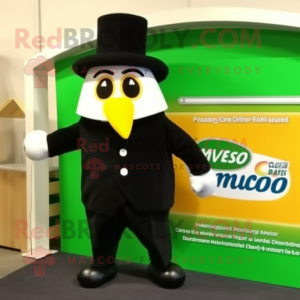 Olive Mango mascot costume character dressed with a Tuxedo and Caps