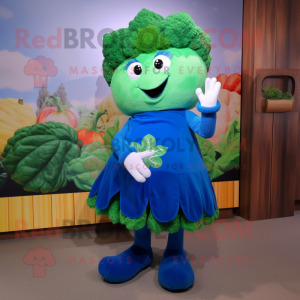 Blå Broccoli maskot kostym...