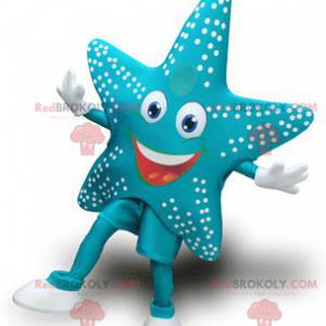 Mascotte delle stelle marine blu molto sorridente -