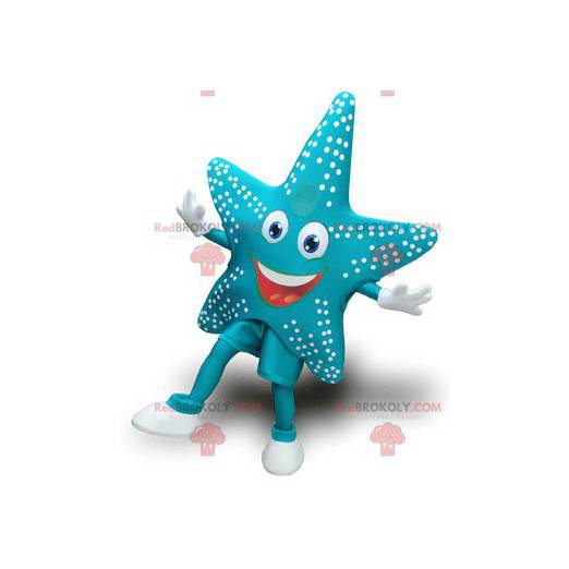 Very smiling blue starfish mascot - Redbrokoly.com