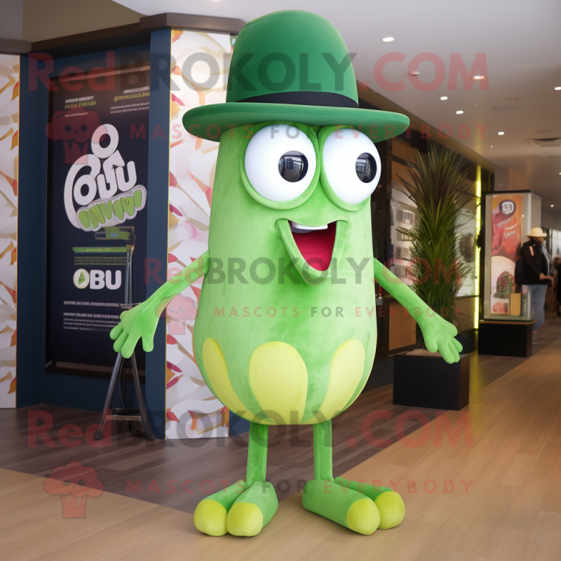 Olive Squid mascot costume character dressed with a Playsuit and Hats Olive Squid mascot costume character dressed with a Playsuit and Hats
