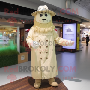 Cream Scarecrow mascot costume character dressed with a Coat and Caps