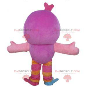 Mascotte gufo rosa e blu molto divertente e colorato -