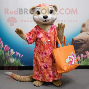 nan Mongoose mascot costume character dressed with a Maxi Dress and Tote bags