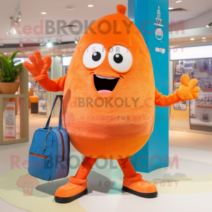Postava maskota s oranžovým...