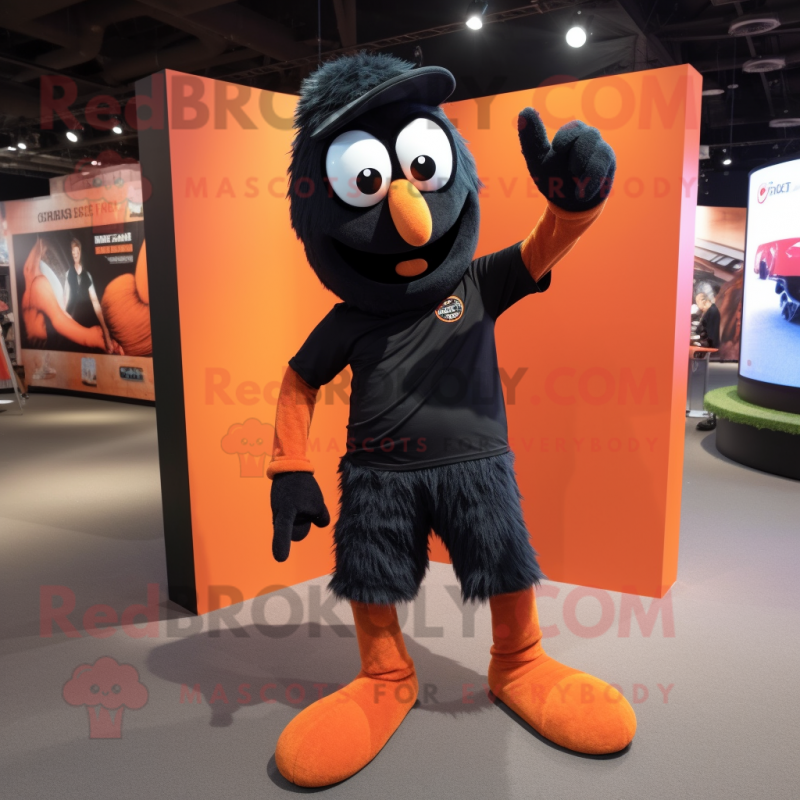 Black Orange mascot costume character dressed with a Flare Jeans and Anklets