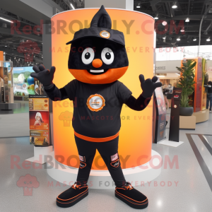 Black Orange mascot costume character dressed with a Flare Jeans and Anklets