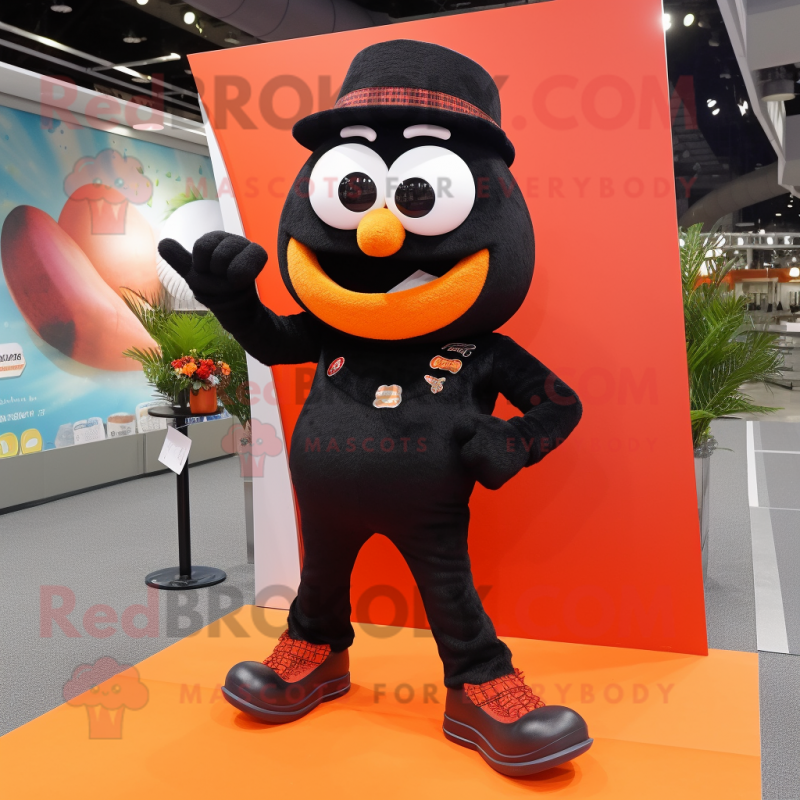 Black Orange mascot costume character dressed with a Flare Jeans and Anklets