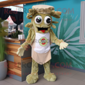 Olive Fried Calamari mascot costume character dressed with a Romper and Headbands