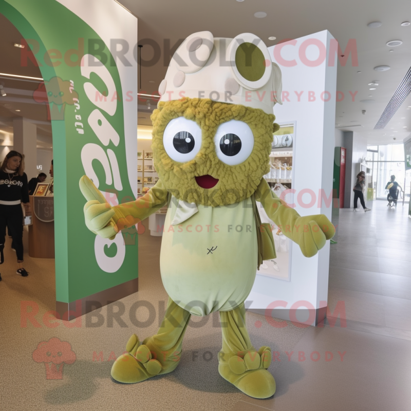 Olive Fried Calamari mascot costume character dressed with a Romper and Headbands Olive Fried Calamari mascot costume character dressed with a Romper and Headbands