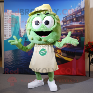 Olive Fried Calamari mascot costume character dressed with a Romper and Headbands