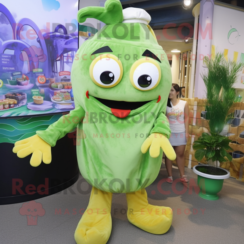 Olive Fried Calamari mascot costume character dressed with a Romper and Headbands Olive Fried Calamari mascot costume character dressed with a Romper and Headbands