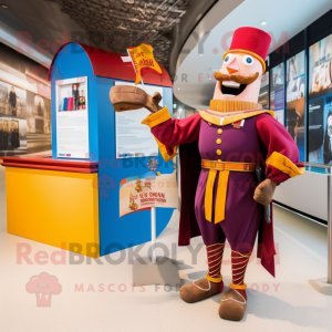 Brown Swiss Guard mascot costume character dressed with a Mini Dress and Pocket squares