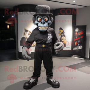 Black Undead mascot costume character dressed with a Joggers and Pocket squares