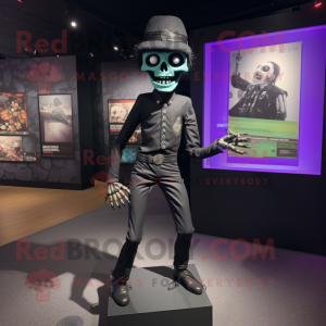 Black Undead mascot costume character dressed with a Joggers and Pocket squares