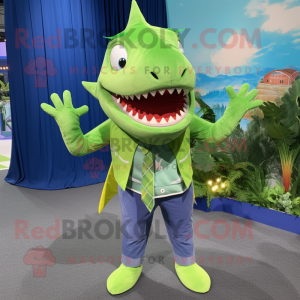 Lime Green Shark mascotte...