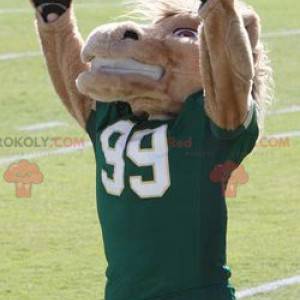 Mascote cavalo bege em roupas esportivas - Redbrokoly.com