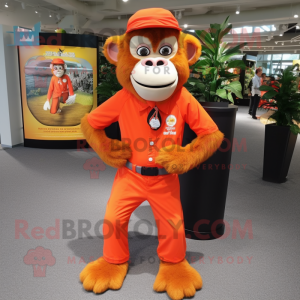 Orange Monkey mascot costume character dressed with a Dress Shirt and Shoe clips