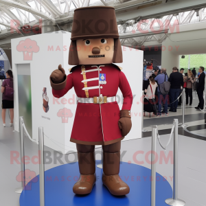 Brown British Royal Guard mascot costume character dressed with a Long Sleeve Tee and Foot pads