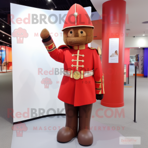 Brown British Royal Guard mascot costume character dressed with a Long Sleeve Tee and Foot pads