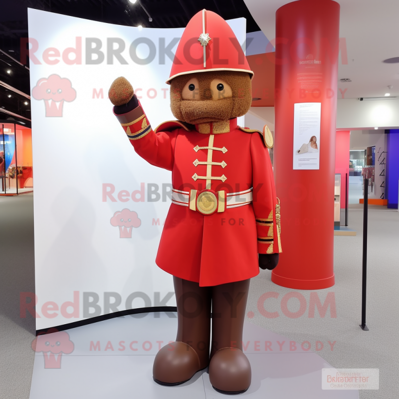 Brown British Royal Guard mascot costume character dressed with a Long Sleeve Tee and Foot pads Brown British Royal Guard mascot costume character dressed with a Long Sleeve Tee and Foot pads