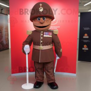 Brown British Royal Guard mascot costume character dressed with a Long Sleeve Tee and Foot pads