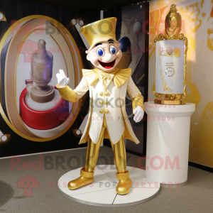 Gold Ring Master mascot costume character dressed with a Playsuit and Shoe clips